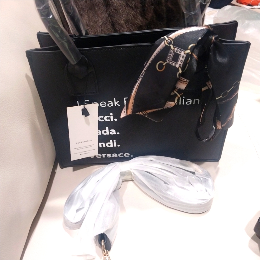 Black Structured Leather Tote Bag